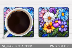 Wildflowers Coaster Design. Floral Coaster Sublimation Product Image 1