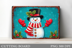 Cute Snowman Cutting Board. Winter Cutting Board Sublimation Product Image 1