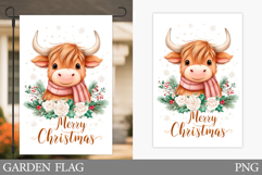 Christmas Cow Garden Flag. Christmas Garden Flag Design Product Image 1