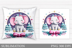 Christmas Elephant Pillow. Christmas Pillow Sublimation Product Image 1