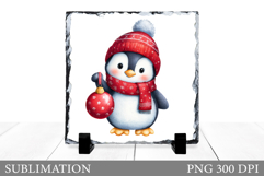 Christmas Penguin Slate Design. Cute Penguin Sublimation Product Image 1