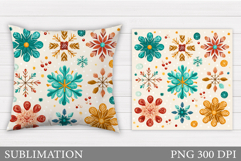 Snowflakes Pillow Design. Winter Pillow Sublimation Product Image 1