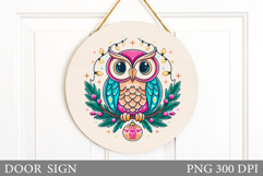 Christmas Owl Door Sign. Christmas Door Sign Sublimation Product Image 1