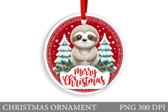 Cute Sloth Christmas Ornament. Christmas Sloth Sublimation Product Image 1