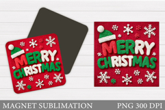 Merry Christmas Magnet Design. Christmas Magnet Sublimation Product Image 1