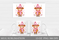 Valentines Cow Mug Sublimation. Valentines Mug Wrap Design Product Image 1