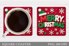Merry Christmas Coaster. Christmas Coaster Sublimation Product Image 1