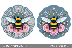 Bee Wind Spinner Sublimation. Flowers Wind Spinner Design Product Image 1