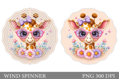 Cute Giraffe Wind Spinner. Giraffe Flowers Wind Spinner Product Image 1