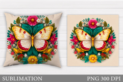 Butterfly Pillow Design. Butterfly Flowers Pillow Product Image 1