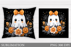 Halloween Ghost Pillow Design. Cute Ghost Sublimation Product Image 1
