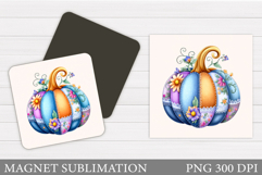 Patchwork Pumpkin Magnet Design. Fall Magnet Sublimation Product Image 1