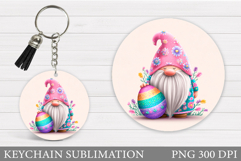 Easter Gnome Keychain Design. Easter Keychain Sublimation Product Image 1