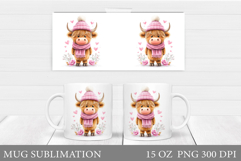 Valentines Cow Mug Sublimation. Valentines Mug Wrap Design Product Image 1