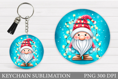 Christmas Gnome Keychain. Christmas Keychain Sublimation Product Image 1