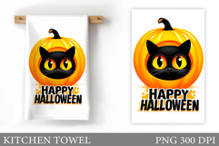 Cute Cat Kitchen Towel. Halloween Kitchen Towel Design Product Image 1