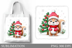 Christmas Squirrel Tote Bag. Christmas Tote Bag Sublimation Product Image 1