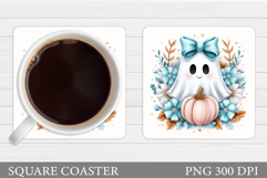 Halloween Cat Coaster. Halloween Ghost Coaster Design Product Image 1