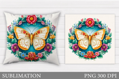 Butterfly Pillow Design. Butterfly Flowers Pillow Product Image 1