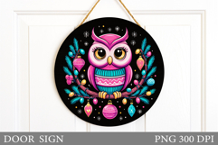 Christmas Owl Door Sign. Christmas Door Sign Sublimation Product Image 1