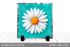 Daisy Flowers Slate Sublimation. Floral Sublimation Product Image 1