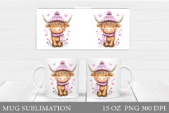 Valentines Cow Mug Sublimation. Valentines Mug Wrap Design Product Image 1
