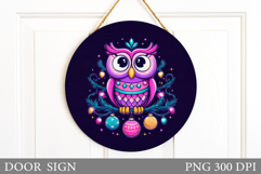 Christmas Owl Door Sign. Christmas Door Sign Sublimation Product Image 1