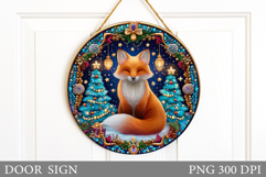 Christmas Fox Door Sign. Christmas Door Sign Sublimation Product Image 1