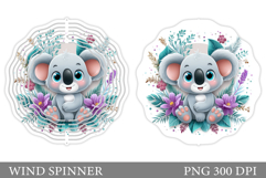 Cute Koala Wind Spinner. Koala Flowers Wind Spinner Design Product Image 1