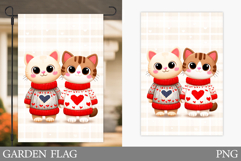 Valentines Cat Garden Flag. Valentines Garden Flag Design Product Image 1