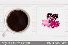 Hearts Coaster Sublimation. Hearts Square Coaster Design Product Image 1