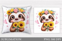 Cute Sloth Pillow Design. Cute Sloth Sublimation Product Image 1