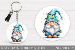 Christmas Gnome Keychain. Christmas Keychain Sublimation Product Image 1
