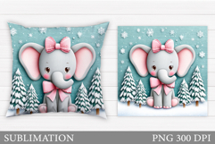 Christmas Elephant Pillow. Christmas Pillow Sublimation Product Image 1