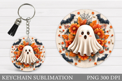 Halloween Ghost Keychain. Halloween Keychain Sublimation Product Image 1