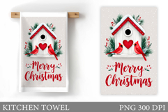 Christmas Bird Kitchen Towel. Christmas Kitchen Towel Design Product Image 1