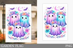 Cute Ghost Garden Flag. Cute Halloween Garden Flag Design Product Image 1
