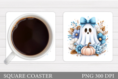 Halloween Ghost Coaster Design. Cute Halloween Sublimation Product Image 1