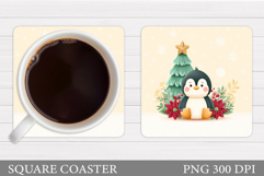 Christmas Penguin Coaster. Christmas Coaster Sublimation Product Image 1