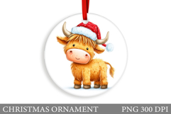 Cute Cow Christmas Ornament. Christmas Ornament Sublimation Product Image 1