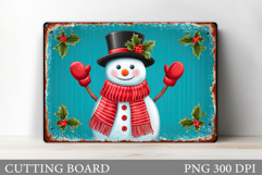 Cute Snowman Cutting Board. Winter Cutting Board Sublimation Product Image 1