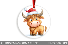 Cute Cow Christmas Ornament. Christmas Ornament Sublimation Product Image 1