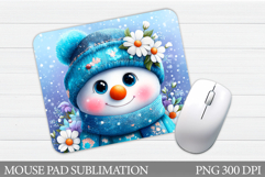 Snowman Mouse Pad Sublimation. Christmas Mouse Pad Product Image 1