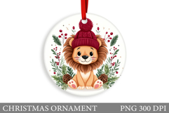 Cute Lion Christmas Ornament. Christmas Ornament Sublimation Product Image 1