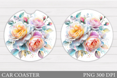 Roses Car Coaster Design. Rose Car Coaster Sublimation Product Image 1