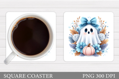 Halloween Cat Coaster. Halloween Ghost Coaster Design Product Image 1