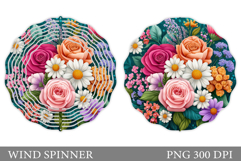 Floral Wind Spinner Sublimation. Flowers Wind Spinner Design Product Image 1