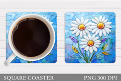 Daisy Flowers Coaster Design. Flowers Sublimation Product Image 1