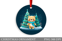 Cute Bear Christmas Ornament. Christmas Bear Sublimation Product Image 1