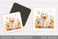 Halloween Ghost Magnet Design. Cute Ghost Sublimation Product Image 1